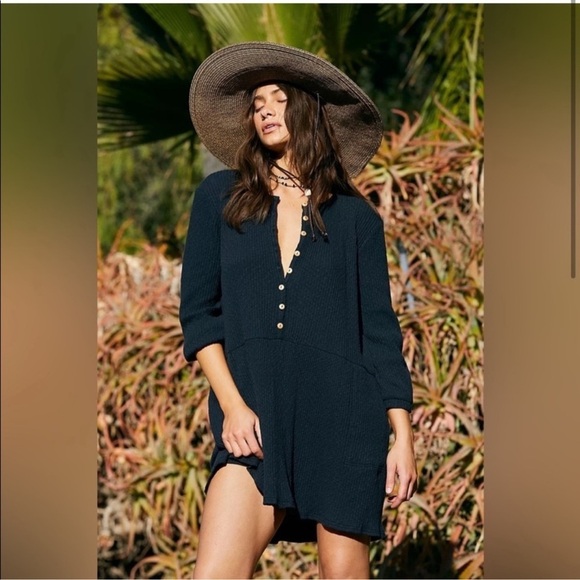 Free People Beach Blossom Ribbed Button Up Dress Sz S - Picture 1 of 11